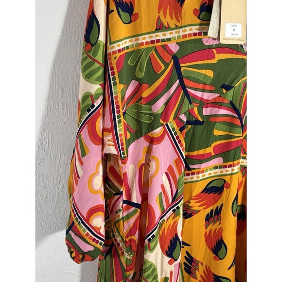 Label of Love NWT Orange Green  Tropical Medium Woman dress Anthropologie Summer - Picture 6 of 11
